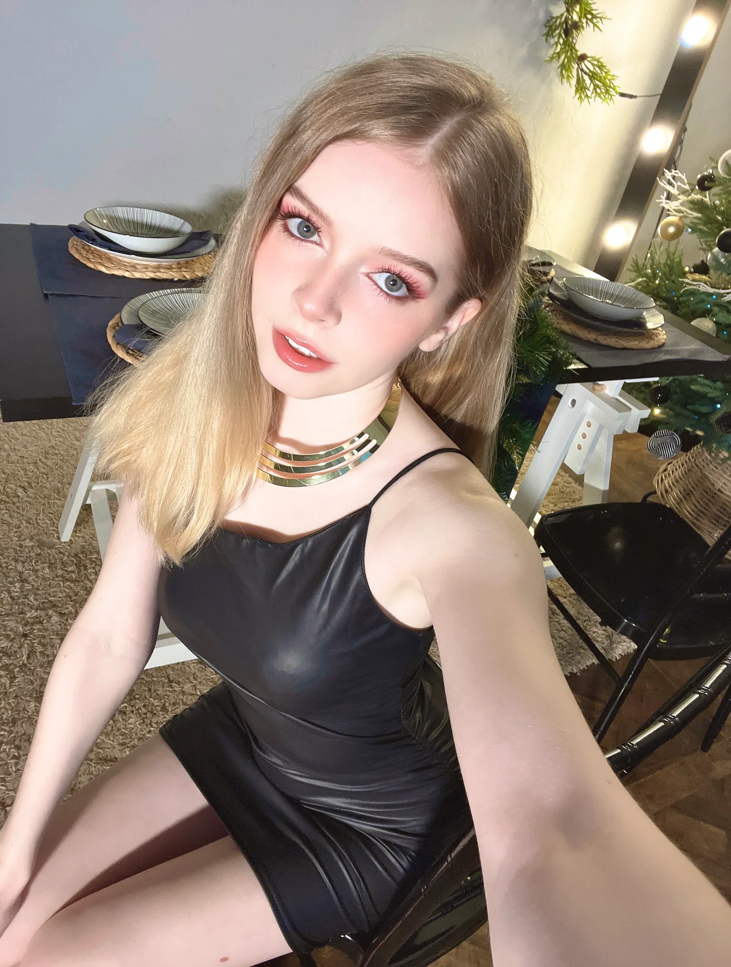 Black dress at a table