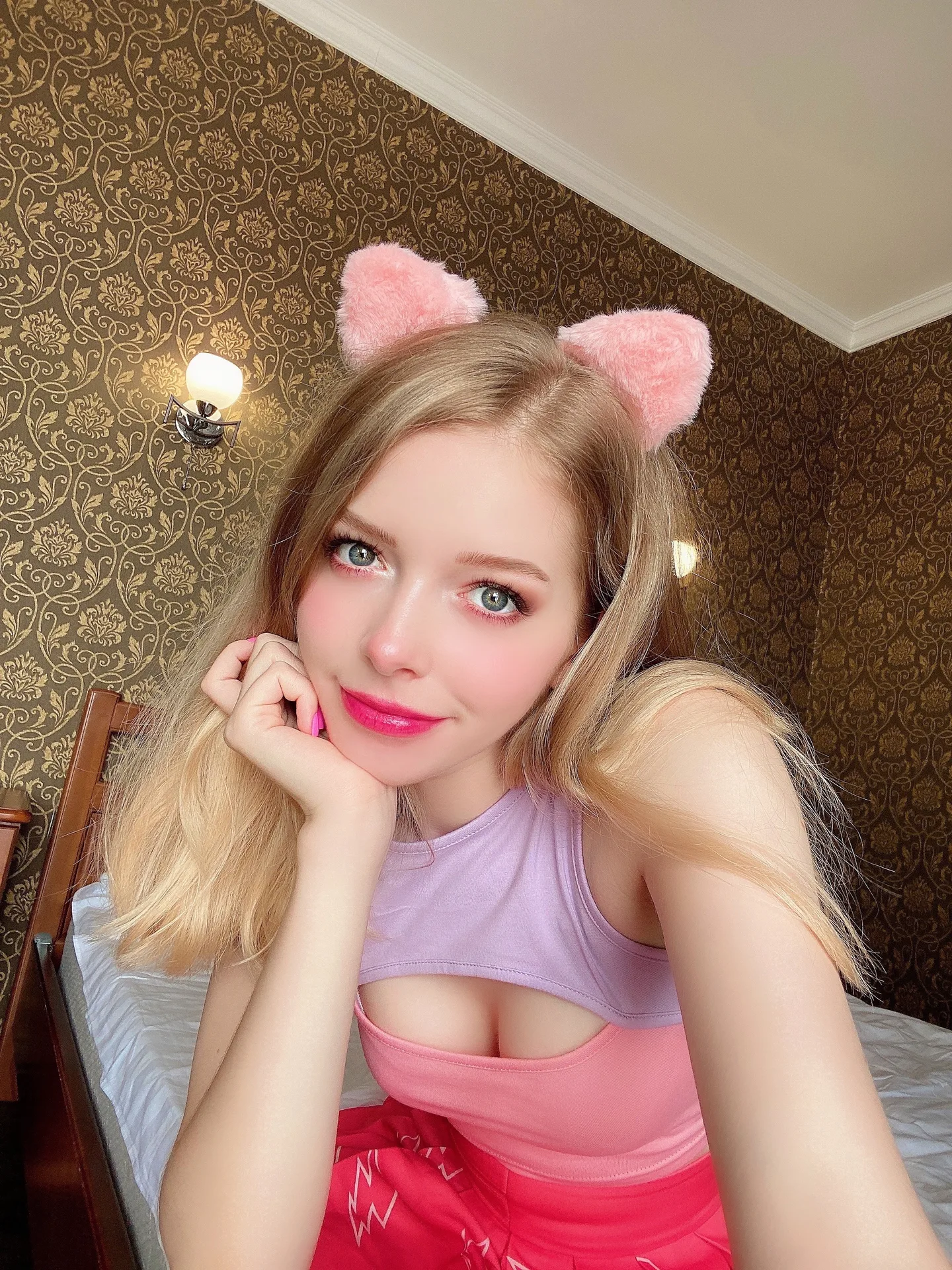 Color-block crop top indoors