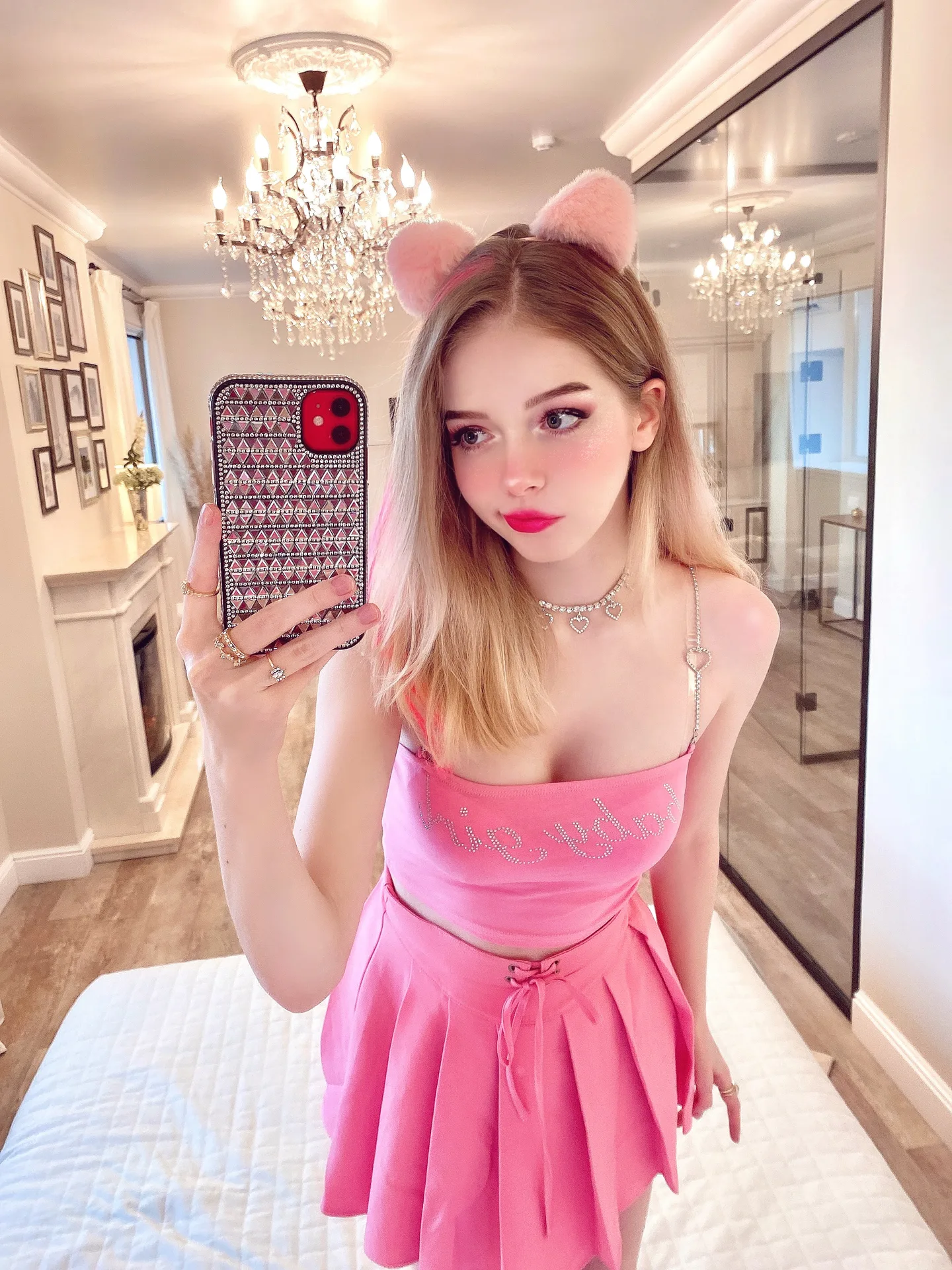 Pink skirt and cat ears
