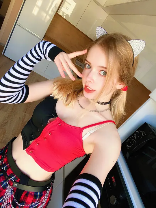 Red top and cat ears